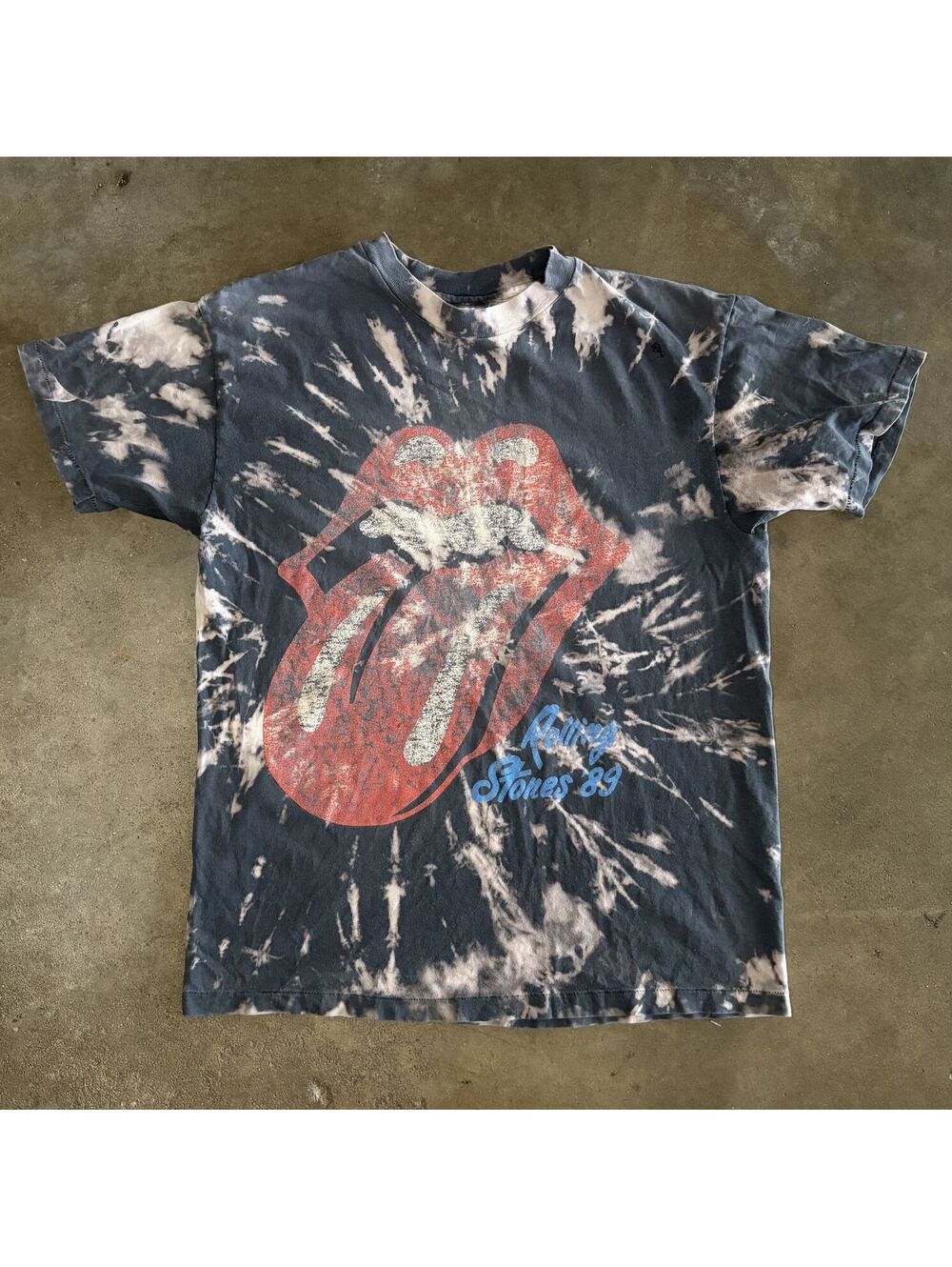 Vintage 1989 Rolling Stones Men's Sz L Tie-Dye Concert  Hanes Beefy-T TShirt